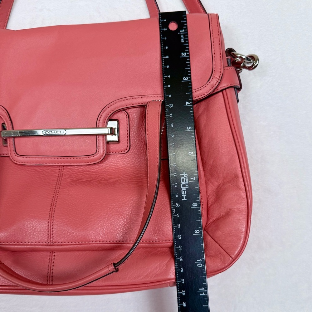 Coach Taylor Leather Marin Flap Satchel Coral Pink F26781 - Picture 14 of 16